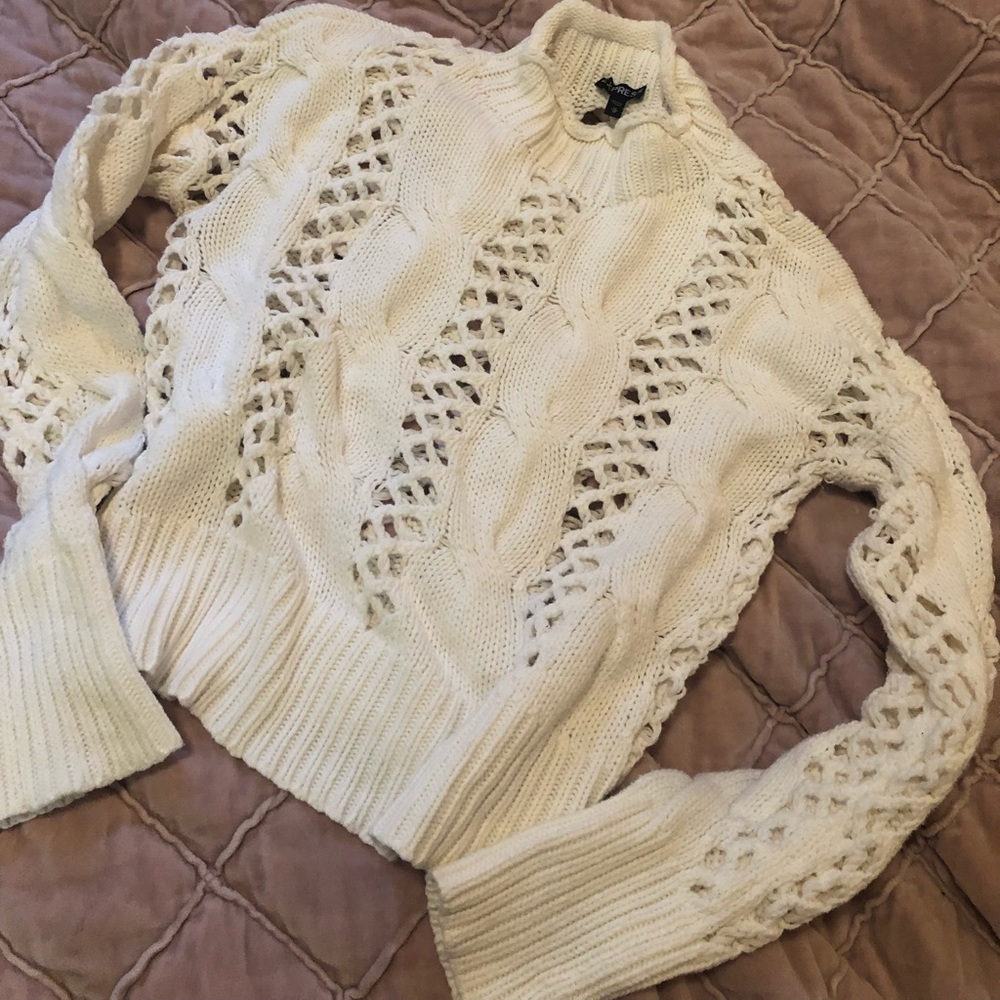 White mock neck sweater